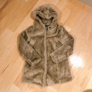 ASOS Camel Faux Fur Coat with Hood